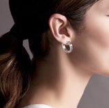 B.Tiff Pave 8-Stone Stainless Steel Hoop Earrings Black Blue Gold Silver Rose Gold