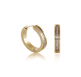 B.Tiff Pave 34-Stone Stainless Steel Hoop Earrings Black Blue Gold Silver Rose Gold