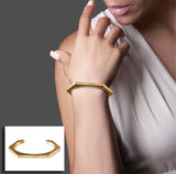 B.Tiff Edge Pave Hexagon Bangle Bracelet Diamond Alternative Surgical Stainless Steel Sizes Small Medium Large