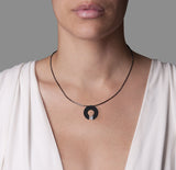 B.Tiff Triangle Cut Malfinia Black Anodized Stainless Steel Pendant Necklace