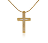 B.Tiff Pave Set Cross Pendat Gold, Stainless Steel