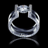 Btiff Star Brighter than Diamond Tension Set Elegant Ring  2 Ct Round Solitaire Interlocking Engagement Ring