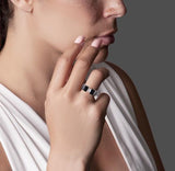 BTiff Anodized Titanium Tension Set Trillion Malfinia Ring 1 Ct