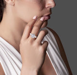 B.Tiff Aŭreolo 2 ct Stainless Steel Round Halo Engagement Ring Sizes 4 - 9