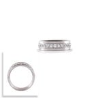 B.Tiff .02 ct Center Row Wide Stainless Steel Pave Eternity Ring Stainless Steel