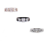 B.Tiff 3-Stone Cushion Cut Stainless Steel Engagement Ring Tension Set Silver Black Rose Gold