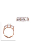 B.Tiff 3-Stone Cushion Cut Stainless Steel Engagement Ring Tension Set Silver Black Rose Gold