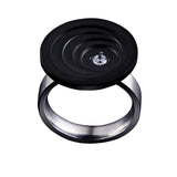 B.Tiff .12 ct Round Cut Black Solitaire Disk Ring