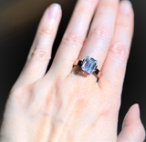 B.Tiff 3ct Emerald Cut Engagement Ring Blue, White, Green, White w/Rose Gold Band