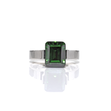 B.Tiff 3ct Emerald Cut Engagement Ring Blue, White, Green, White w/Rose Gold Band