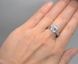 B.Tiff 3ct Emerald Cut Engagement Ring Blue, White, Green, White w/Rose Gold Band