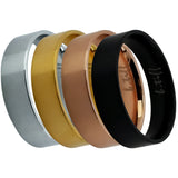B.Tiff Brushed Band Stacking Ring Stainless Steel Black, Gold, Steel, Rose Gold