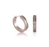 B.Tiff Pave 34-Stone Stainless Steel Hoop Earrings Black Blue Gold Silver Rose Gold