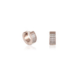 B.Tiff Pave Stainless Steel Huggie Earrings Silver Gold Rose Gold