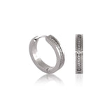 B.Tiff Pave 34-Stone Stainless Steel Hoop Earrings Black Blue Gold Silver Rose Gold