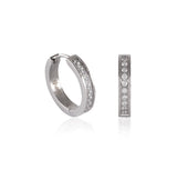 B.Tiff Pave 20-Stone Stainless Steel Hoop Earrings Silver Gold Rose Gold