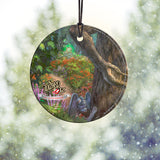 Thomas Kinkade Studios (The Wizard of Oz - Follow the Yellow Brick Road) StarFire Prints Hanging Glass - Witch and Monkey