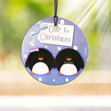 Christmas Collection (Penguins 1st Christmas) StarFire Prints Hanging Glass Ornament