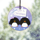 Christmas Collection (Penguins 1st Christmas) StarFire Prints Hanging Glass Ornament
