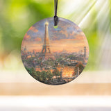 Thomas Kinkade (Paris, City of Love, Eiffel Tower, France) Starfire Prints™ Hanging Glass Decoration