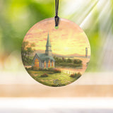 Thomas Kinkade (Sunrise Chapel) Starfire Prints™ Hanging Glass Decoration