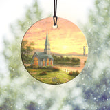 Thomas Kinkade (Sunrise Chapel) Starfire Prints™ Hanging Glass Decoration