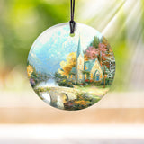 Thomas Kinkade (The Mountain Chapel) Starfire Prints™ Hanging Glass Decoration