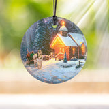 Thomas Kinkade (Christmas Chapel) Starfire Prints™ Hanging Glass Decoration