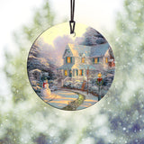 Thomas Kinkade (The Night Before Christmas) Starfire Prints™ Hanging Glass Decoration