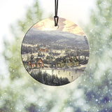 Thomas Kinkade (Sunset on Snowflake Lake) Starfire Prints™ Hanging Glass Decoration