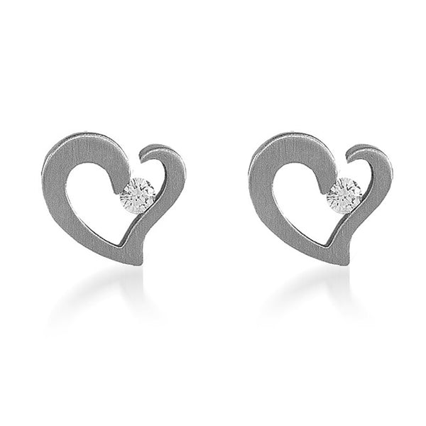 B.Tiff Heart Stainless Streel Earrings Diamond Alternative