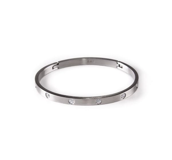 B.Tiff 8 Stone Stainless Steel Star Bangle Bracelet Gold Black Steel Rose Gold Blue SM Med Lg