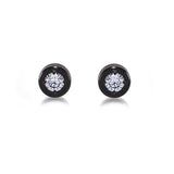 B.Tiff Pave Solitaire Stud Stainless Steel Earrings Gold Black Silver Rose Gold