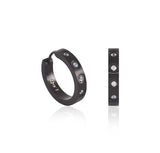 B.Tiff Pave 8-Stone Stainless Steel Hoop Earrings Black Blue Gold Silver Rose Gold