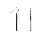 B.Tiff Pave 14-Stone Dangling Black Stainless Steel Bar Earrings Diamond Alternative