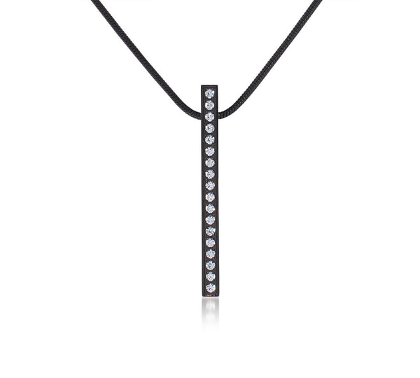 B.Tiff 18-Stone Stainless Steel Bar Pendant Necklace Black Silver Gold Rose Gold