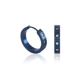 B.Tiff Pave 8-Stone Stainless Steel Hoop Earrings Black Blue Gold Silver Rose Gold