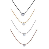 B.Tiff 1 ct Stainless Steel Solitaire Pendant Necklace Black Gold Silver