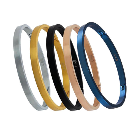 B.Tiff Simplicity Narrow Matte Stainless Steel Bangle Bracelet Gold Black Stainless Steel Rose Gold Blue SM Med Lg