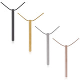 B.Tiff Pave Stainless Steel Bar Pendant Black Gold Silver Rose Gold