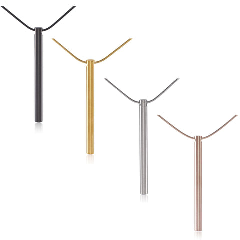 B.Tiff Pave Stainless Steel Bar Pendant Black Gold Silver Rose Gold