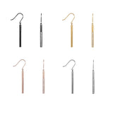 B.Tiff Pave 14-Stone Dangling Black Stainless Steel Bar Earrings Diamond Alternative