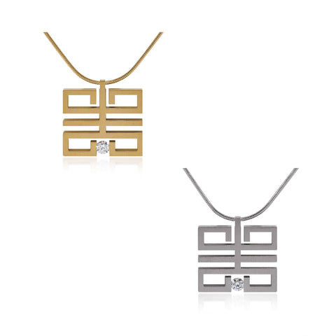 B.Tiff Feliĉo Gold Plated Stainless Steel Pendant Necklace Silver Gold