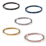 B.Tiff 8 Stone Stainless Steel Star Bangle Bracelet Gold Black Steel Rose Gold Blue SM Med Lg