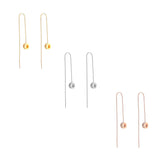 B.Tiff Thread Dangling Circle Stainless Steel Pave Earrings Silver Gold Rose Gold