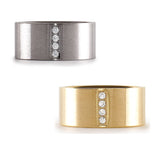 B.Tiff 4-Stone Wide Stainless Steel Ring Silver Gold Sizes 5-12