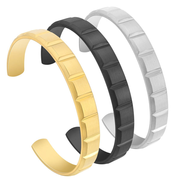 B.Tiff Simplicity Matte Box Cut Adjustable Bangle Cuff Gun Metal, Gold, Steel, Med, Large, Xlg