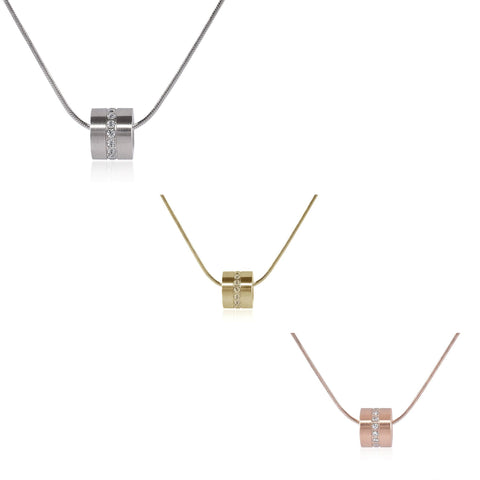 B.Tiff Barrel Stainless Steel Pendant Necklace