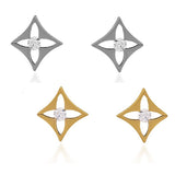 B.Tiff Floro Stainless Steel Earrings Tension Set with 0.10ct Diamond Alternative