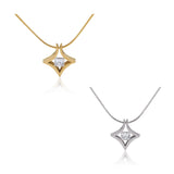 B.Tiff Natal 1 ct Princess Cut Gold Plated Stainless Steel Pendant Necklace